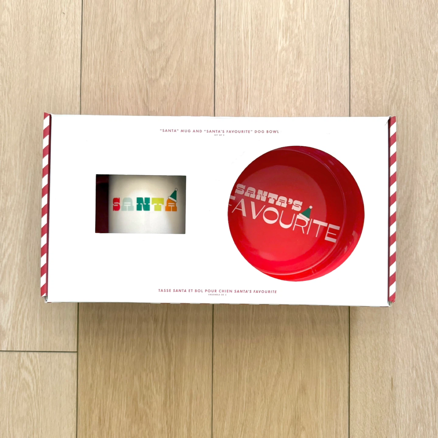 New indigo Christmas dog bowl set