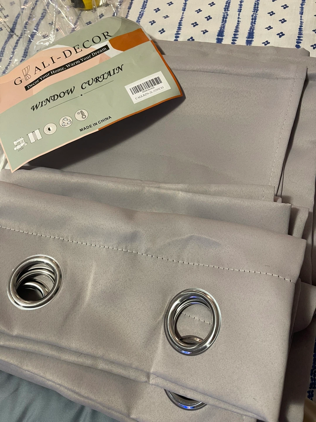 Window Curtain(2)52”/92”grey.Room darkening - photo 2