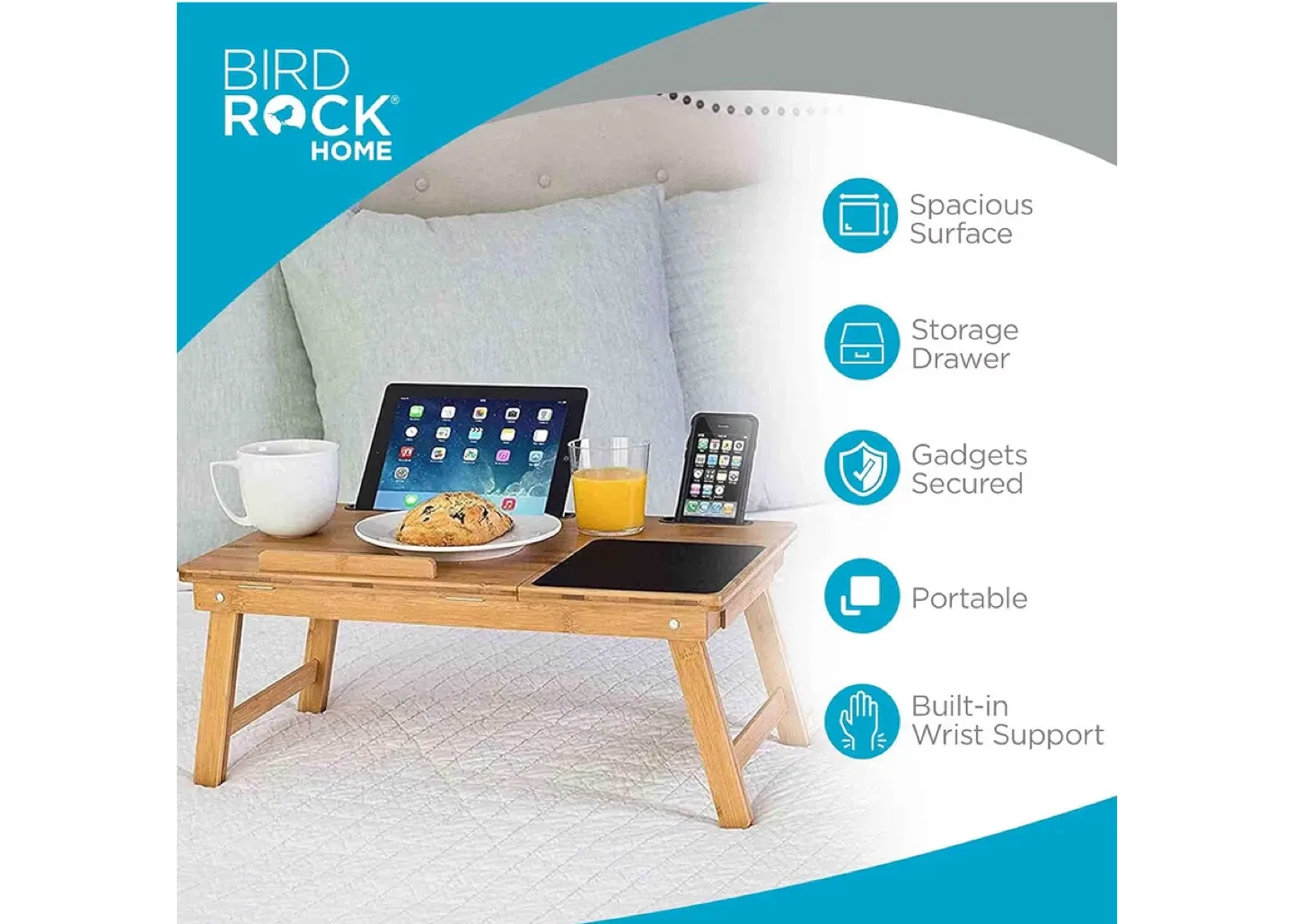 BirdRock Home Bamboo Bed Tray Desk image indicator(2)