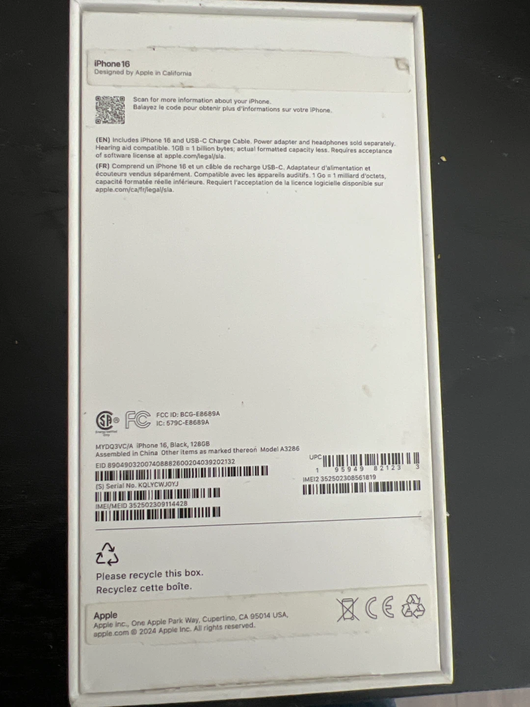 iPhone 16 Black (Empty Box) - photo 3
