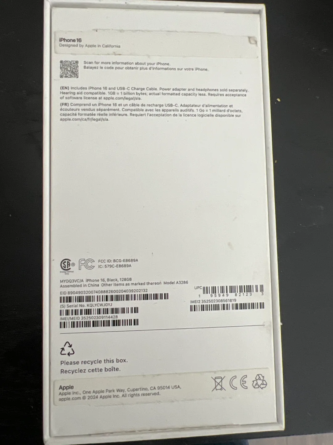 iPhone 16 Black (Empty Box) image indicator(3)