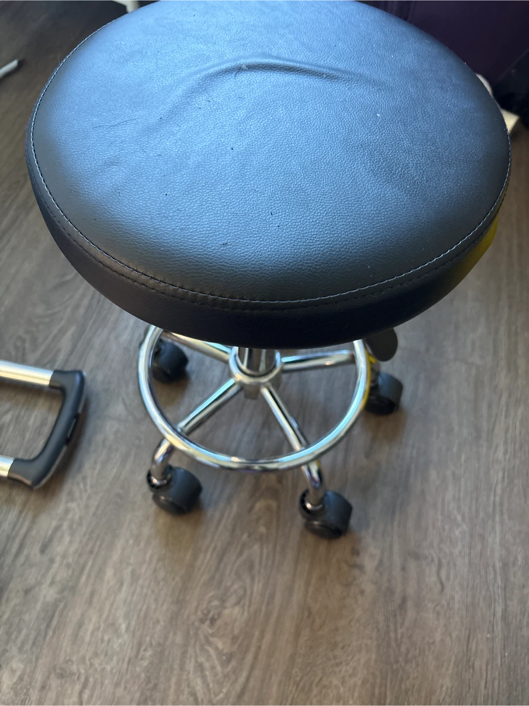 Black Rolling Swivel Stool - photo 2