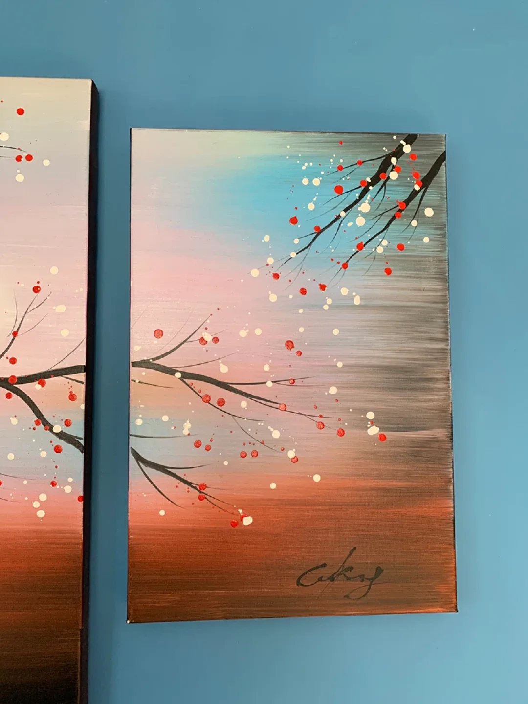 Set of 4 Floral Canvas Paintings image indicator(5)