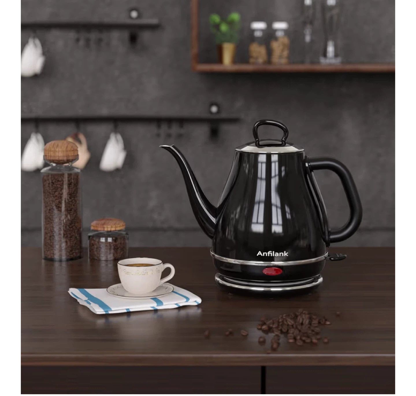 Anfilank 1.0L Coffee and Tea Kettle - Black