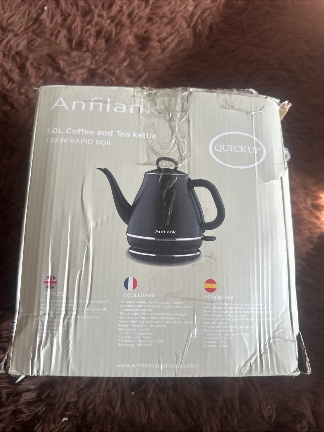 Anfilank 1.0L Coffee and Tea Kettle - Black image indicator(3)