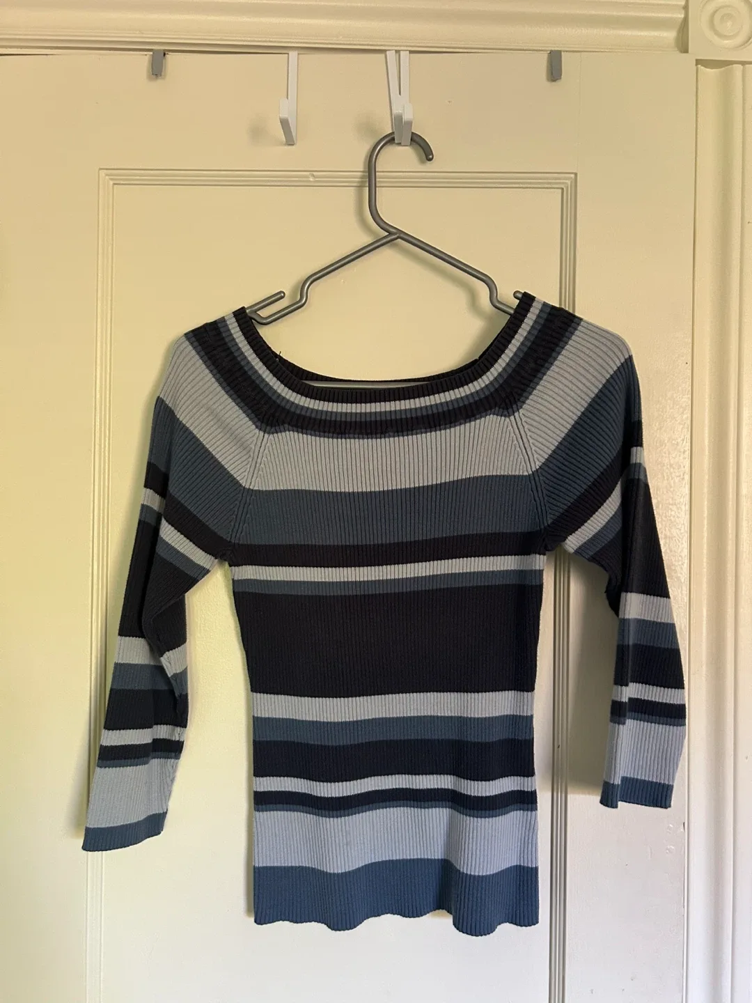 Striped Knit Top - Blue/Grey