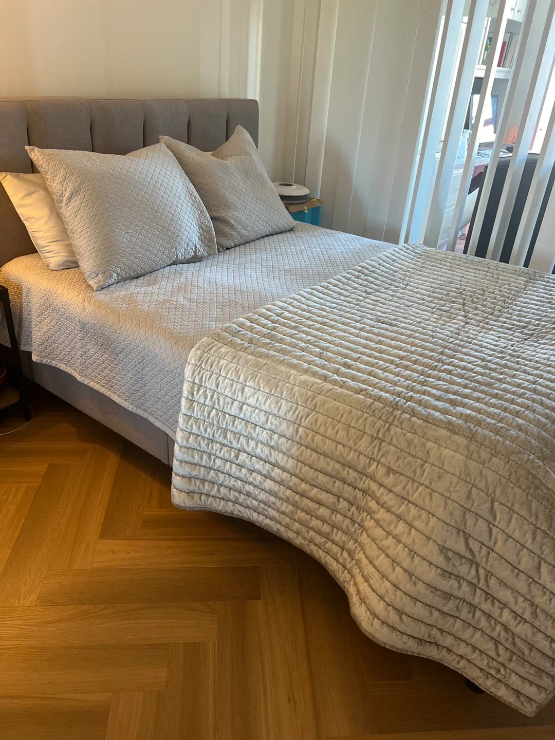 Grey Upholstered Bed Frame image indicator(4)