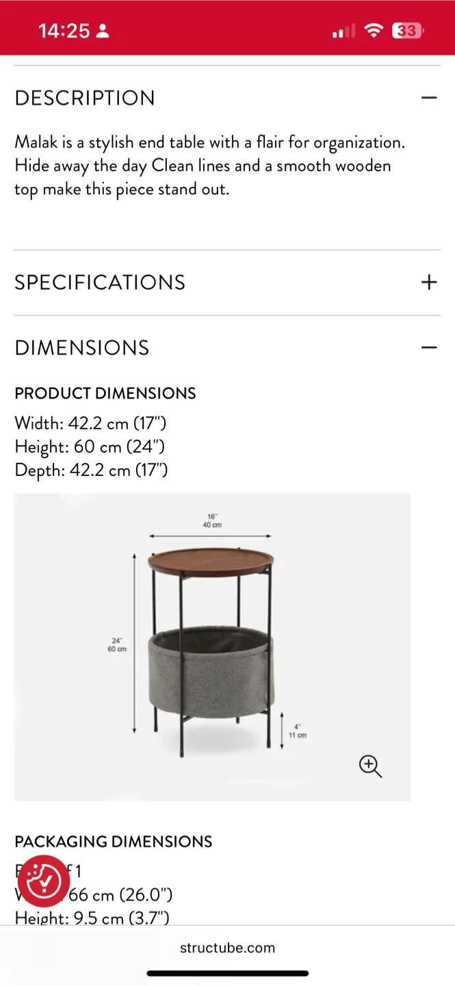 Structube Malak Round Side Table with Storage Basket image indicator(6)