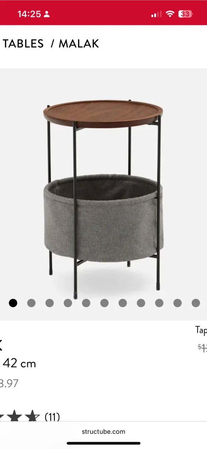 Structube Malak Round Side Table with Storage Basket image indicator(7)