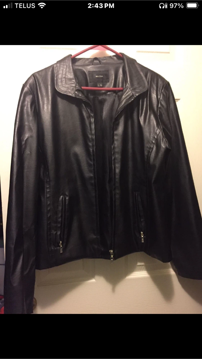 Women’s Majora Black Faux Leather Jacket - Size L/G