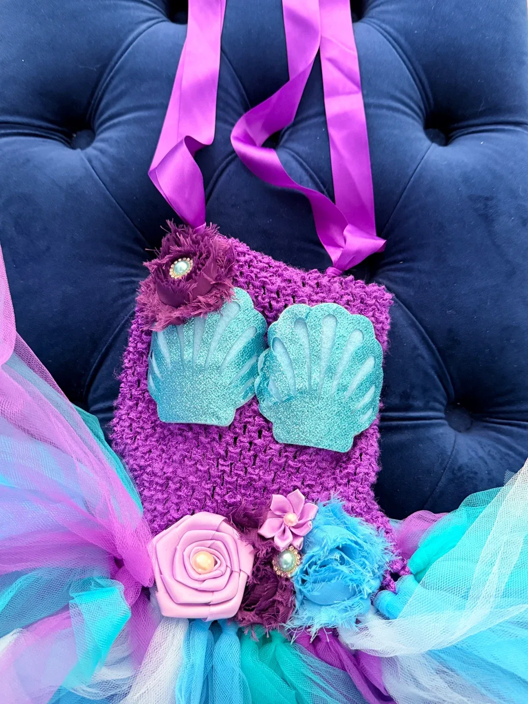 Little Mermaid Inspired Tutu Halloween Dress image indicator(2)