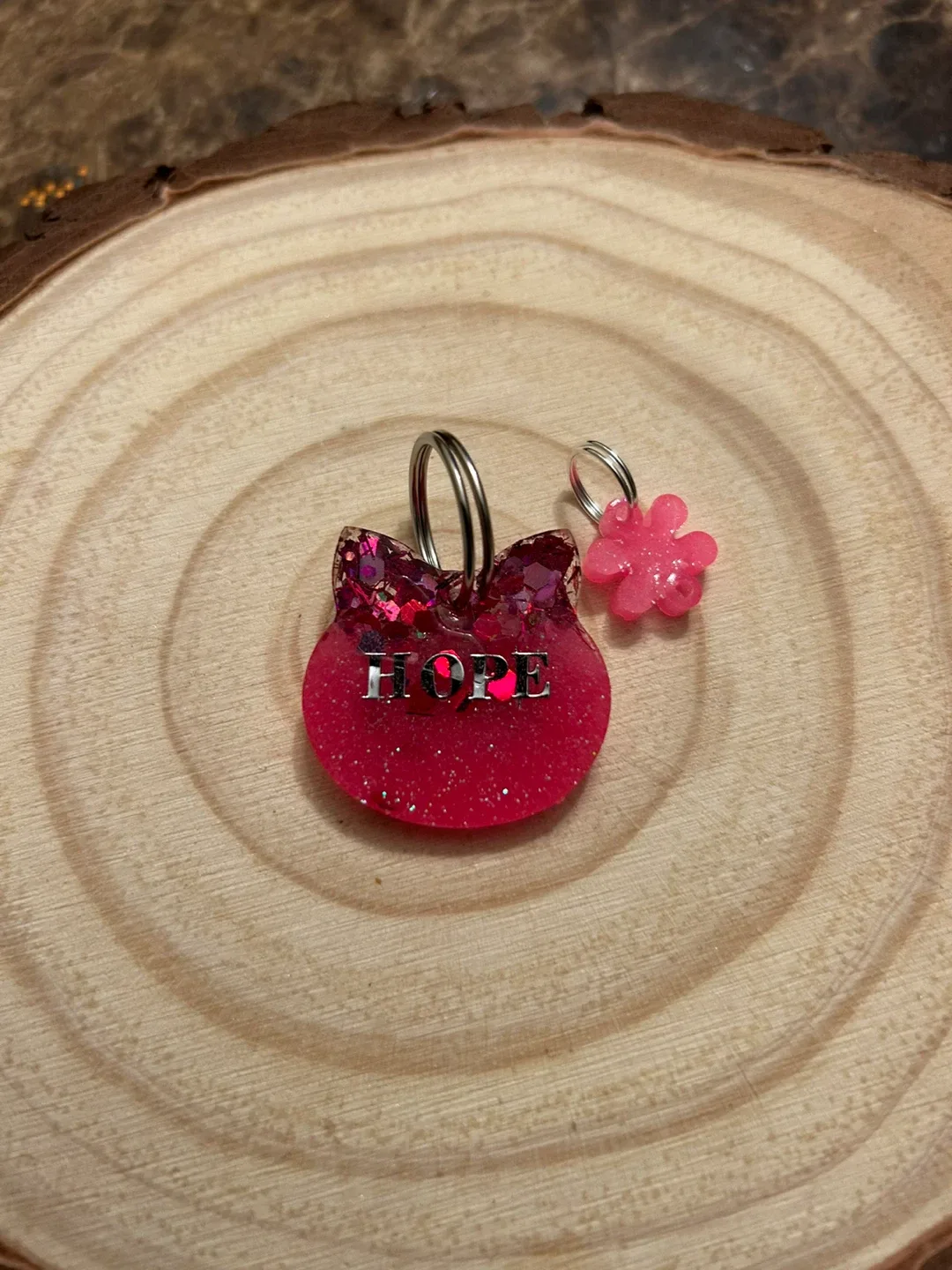 Pink Glitter Pet Tag/ Keychain