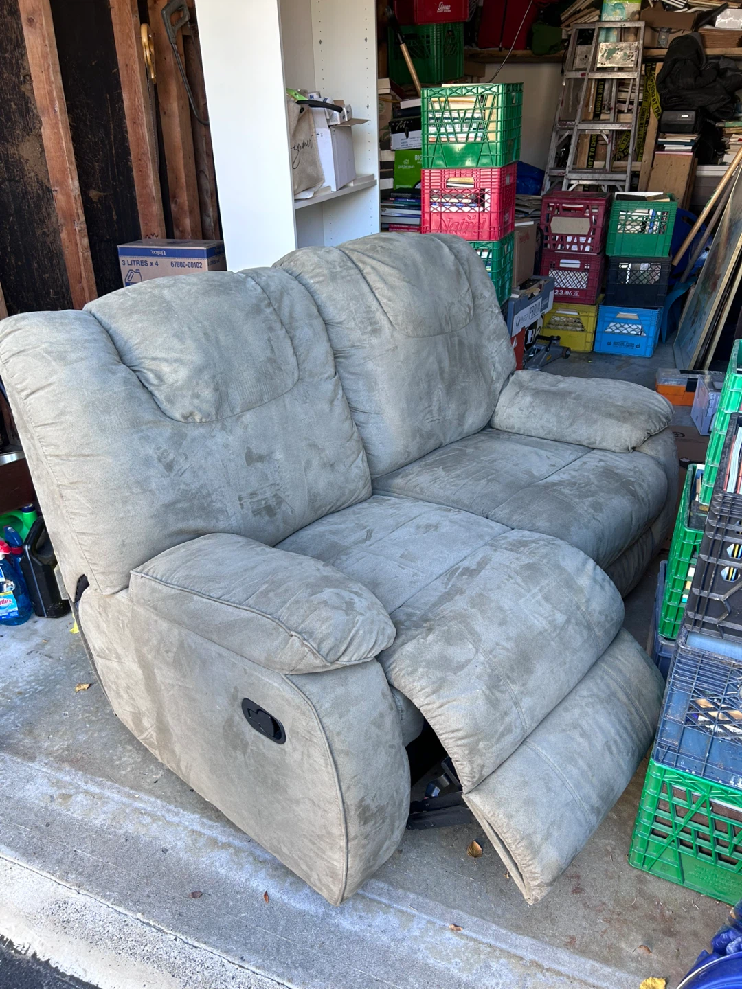 Brownish-Grey Reclining Loveseat （Fabric) - photo 3