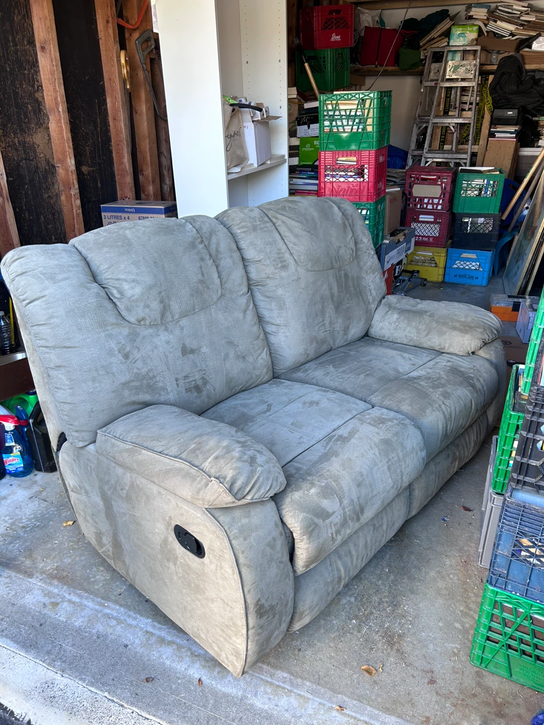 Brownish-Grey Reclining Loveseat （Fabric) - photo 2