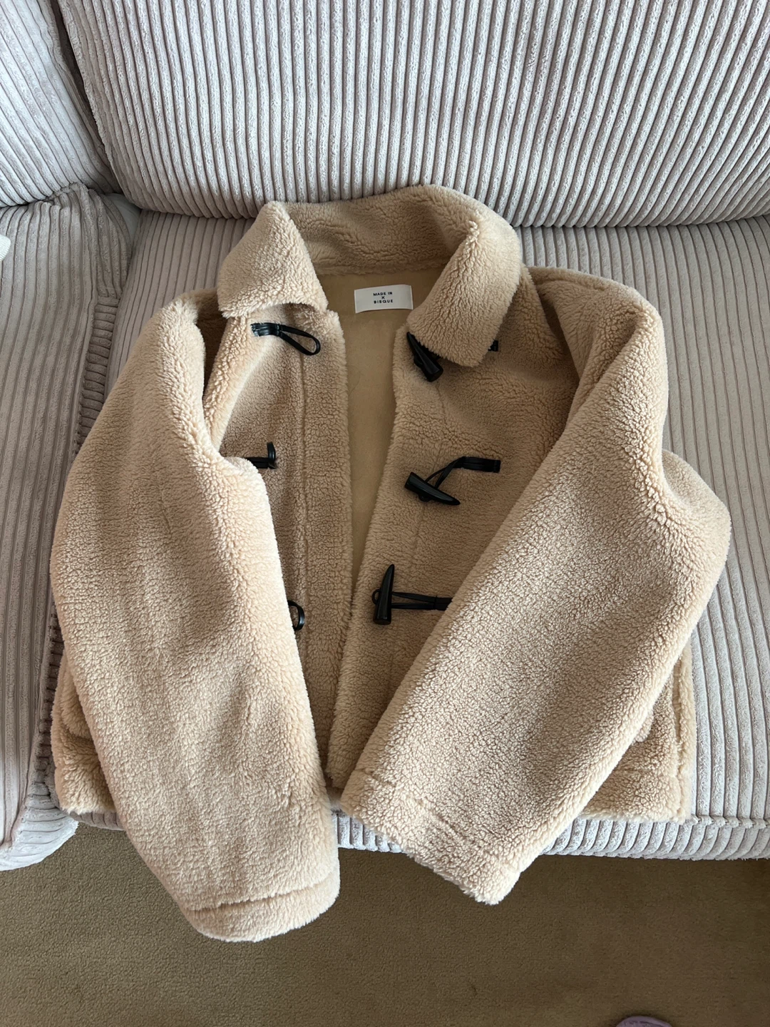 Made in Bisque Cream Sherpa Duffle Coat