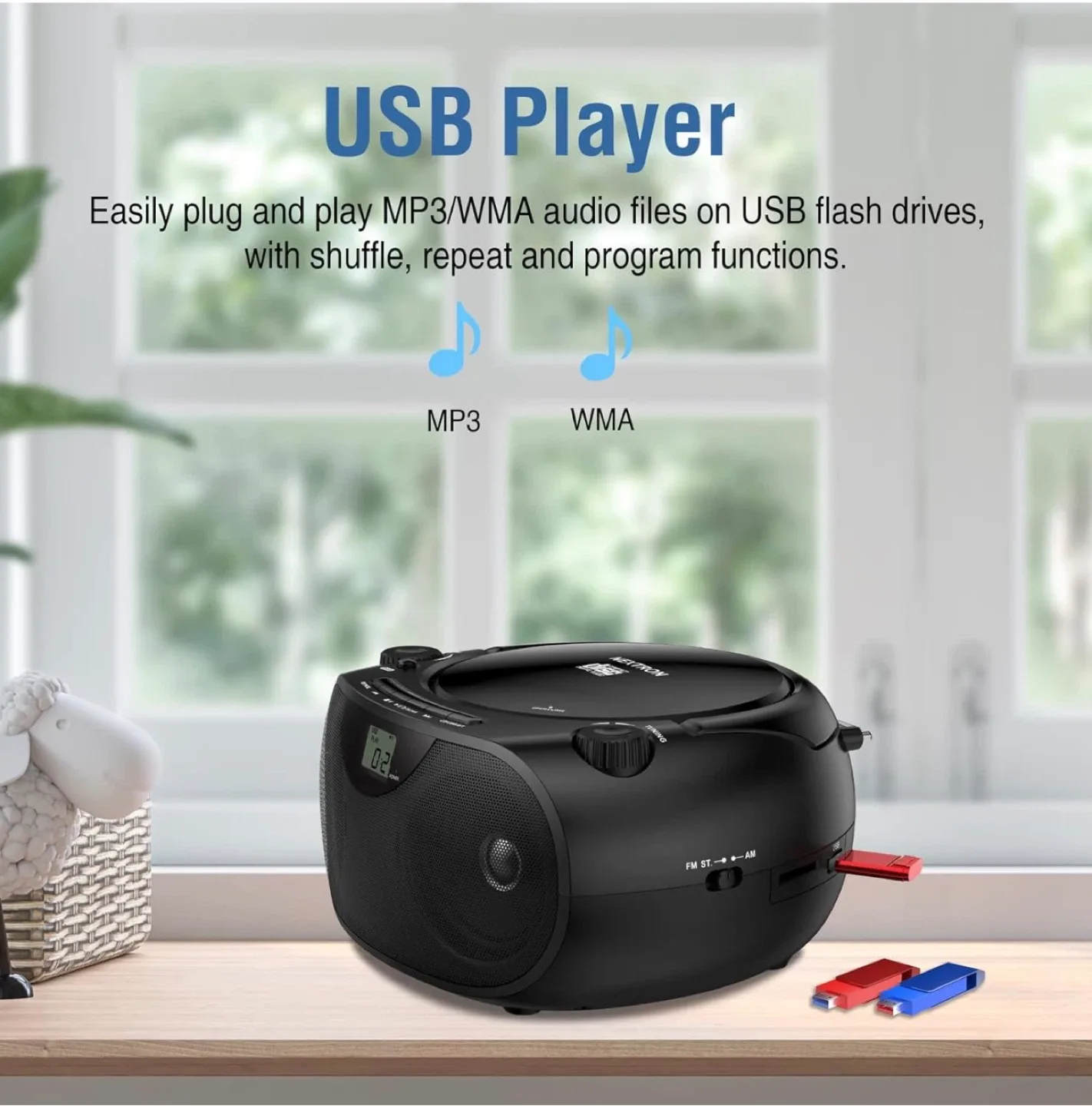 Nextron Portable Player Bluetooth Boombox with AM/FM Radio image indicator(8)