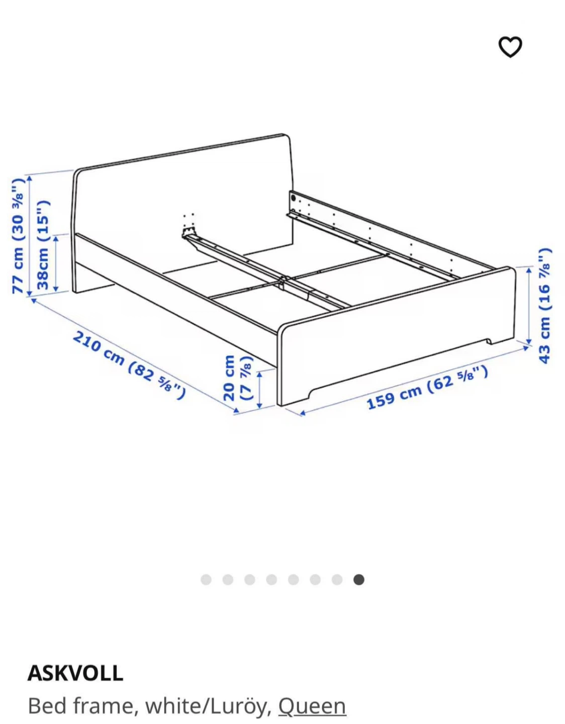 IKEA ASKVOLL White Queen Bed Frame - photo 2