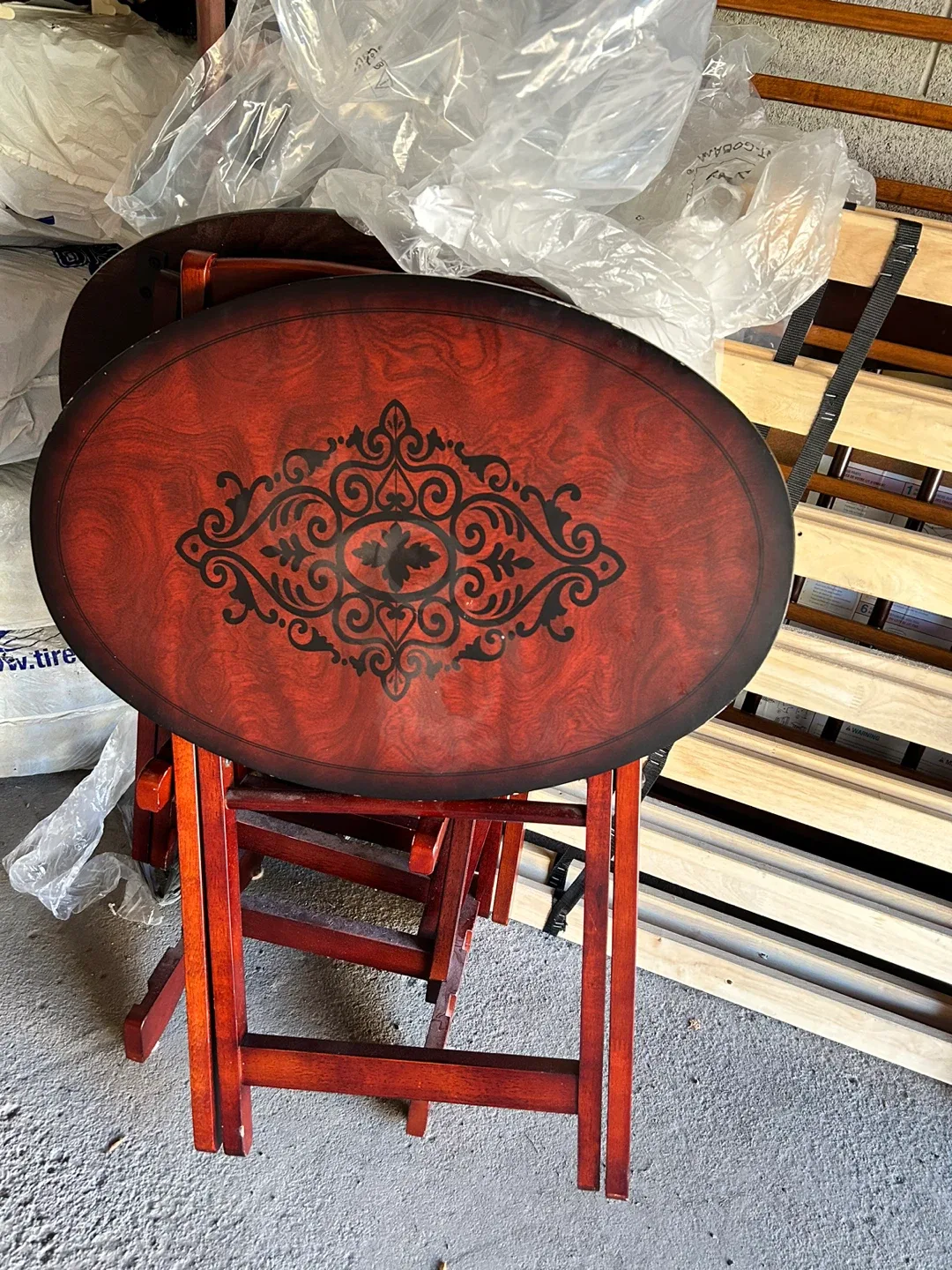 Folding Accent Table - Round Wooden image indicator(3)