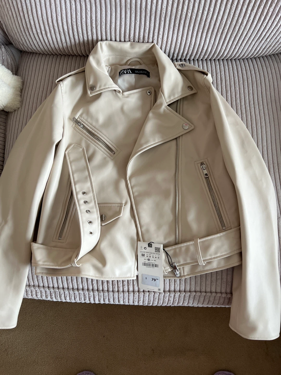 Zara Faux Leather Biker Jacket - Size M