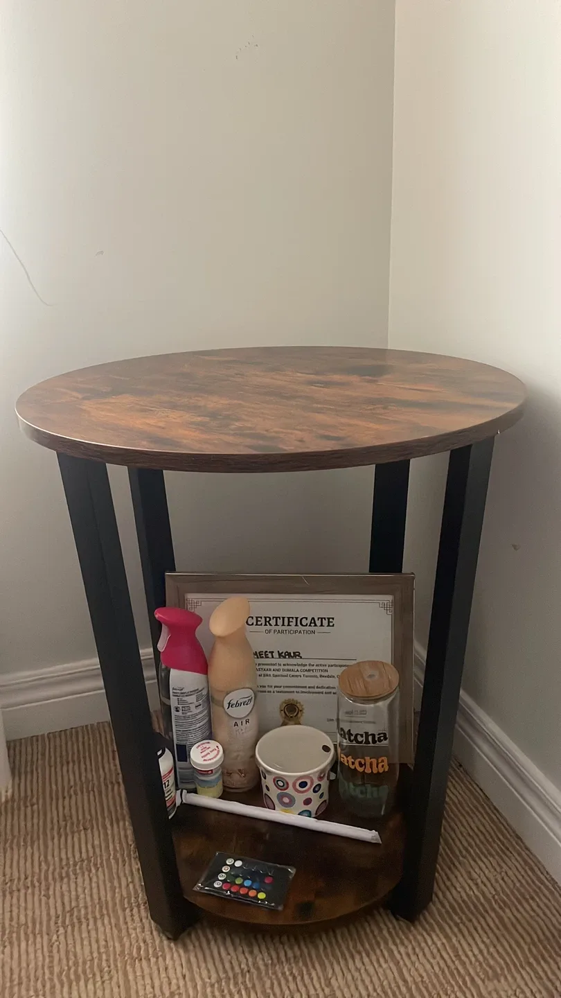 Round End Table with Wood Grain Top thumbnail