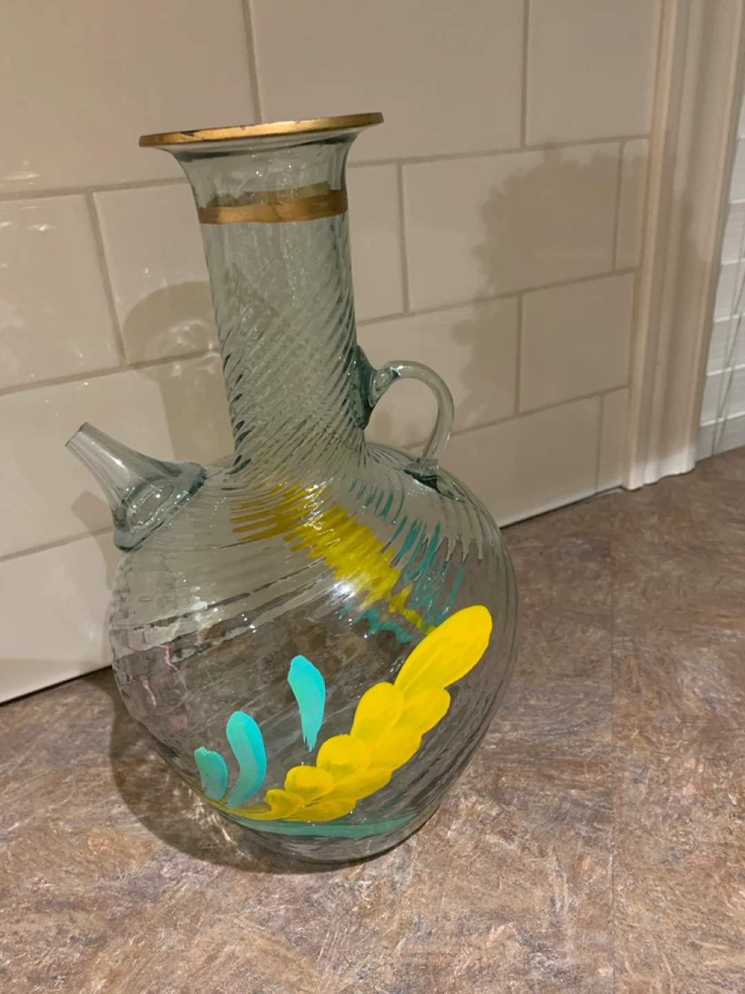 Hand-Painted Glass Carafe