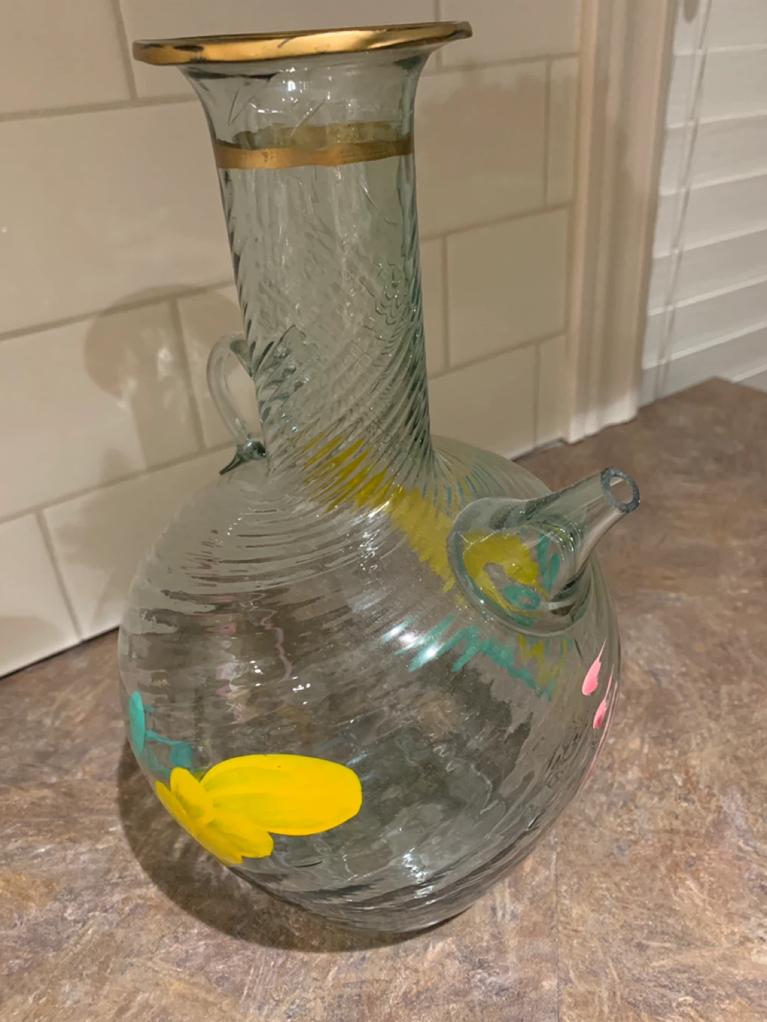 Hand-Painted Glass Carafe - photo 3