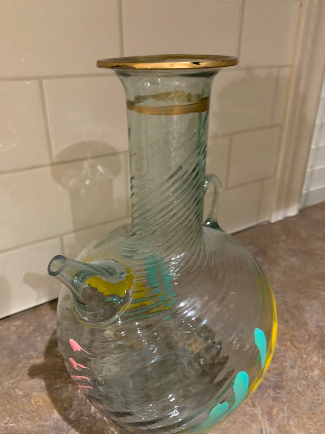 Hand-Painted Glass Carafe - photo 2