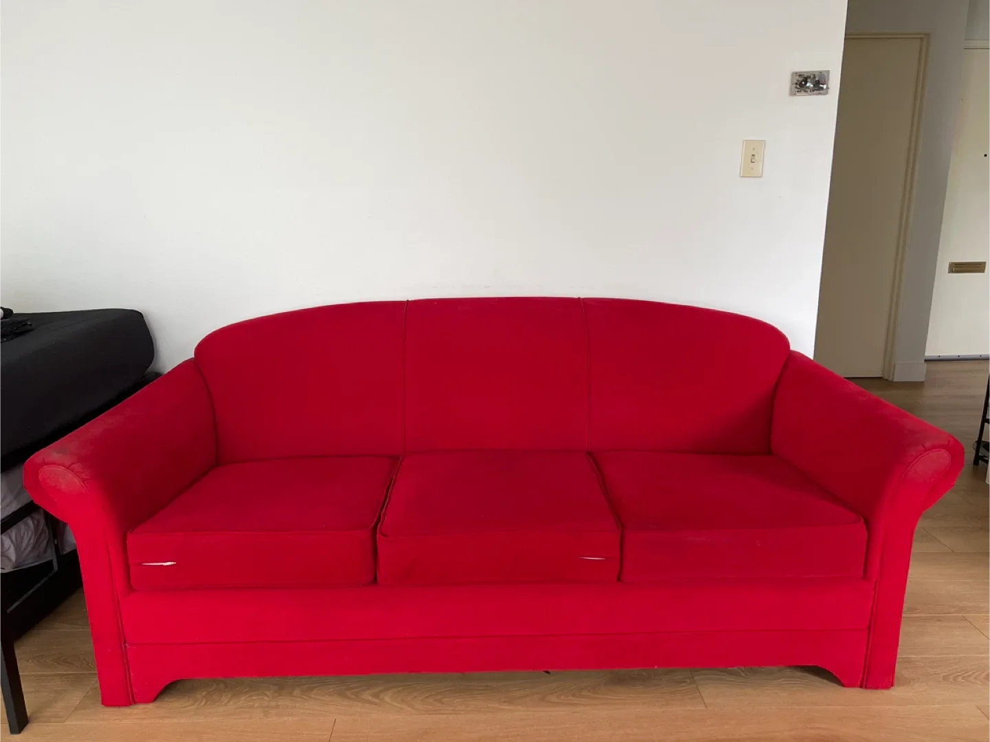 Red Three-Seat Sofa