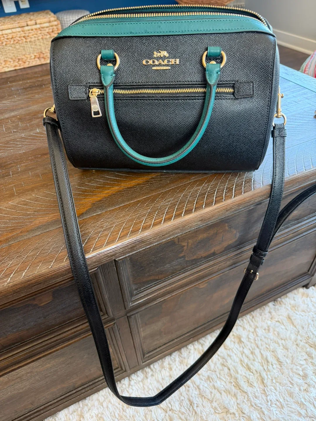 Coach Rowan Satchel Black/Green