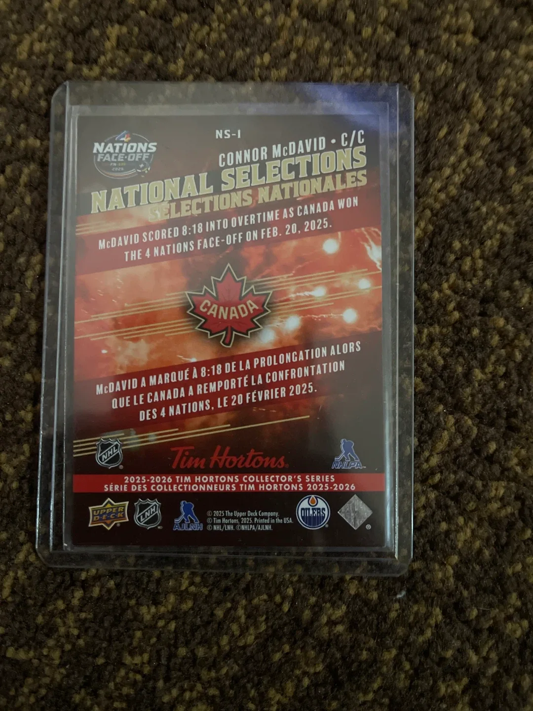 Connor McDavid Upper Deck Hockey Card Tom Hortons image indicator(2)