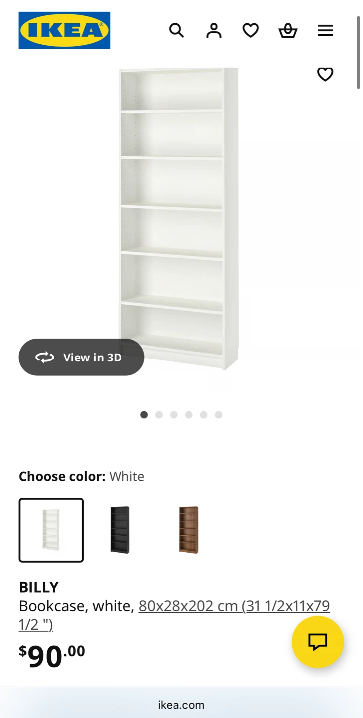 IKEA Billy White Bookcase - 80x28x202 cm