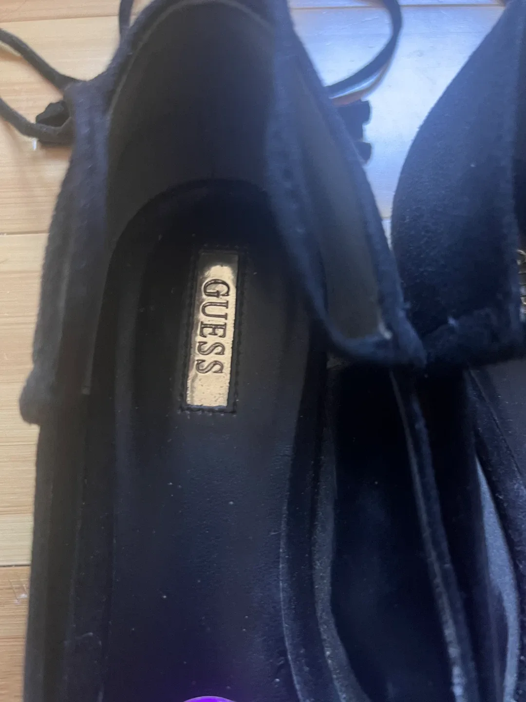 Guess Black Suede Lace Up Flats - Size 8.5 image indicator(2)