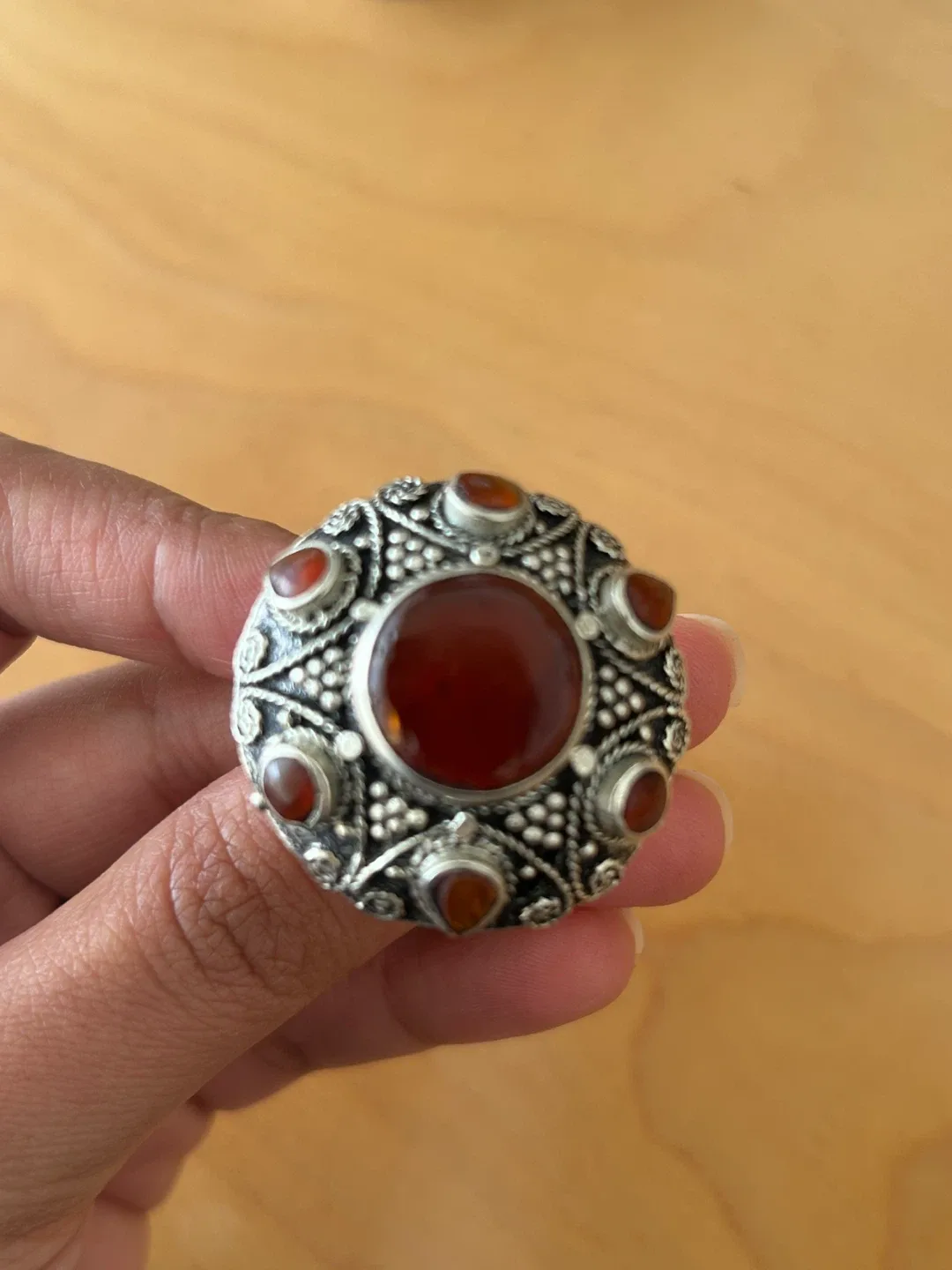 Vintage Silver Ring with Red Stone thumbnail