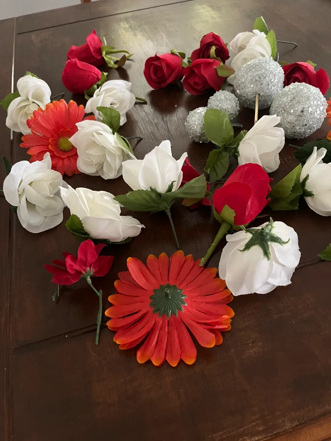 Artificial Flowers - Red, White, Orange image indicator(4)