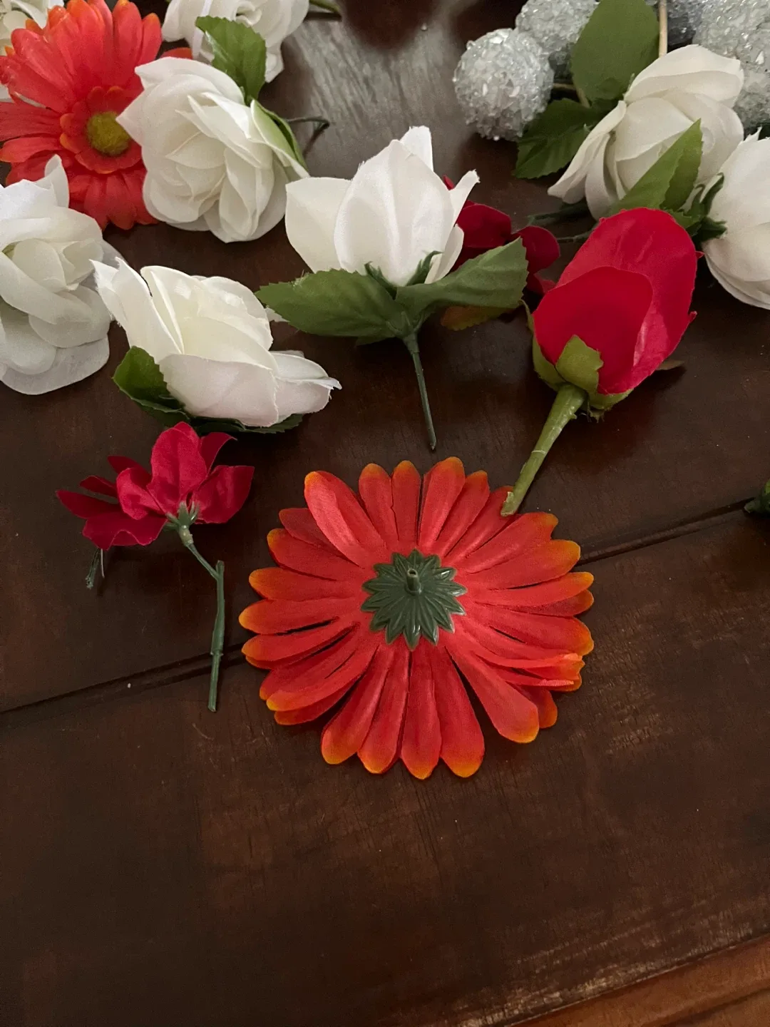 Artificial Flowers - Red, White, Orange image indicator(3)