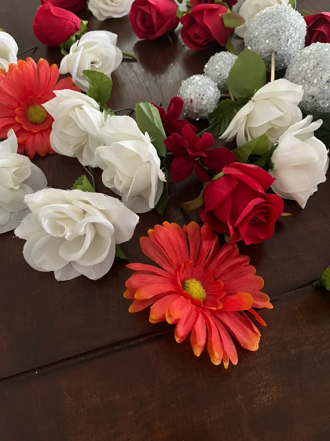 Artificial Flowers - Red, White, Orange image indicator(2)