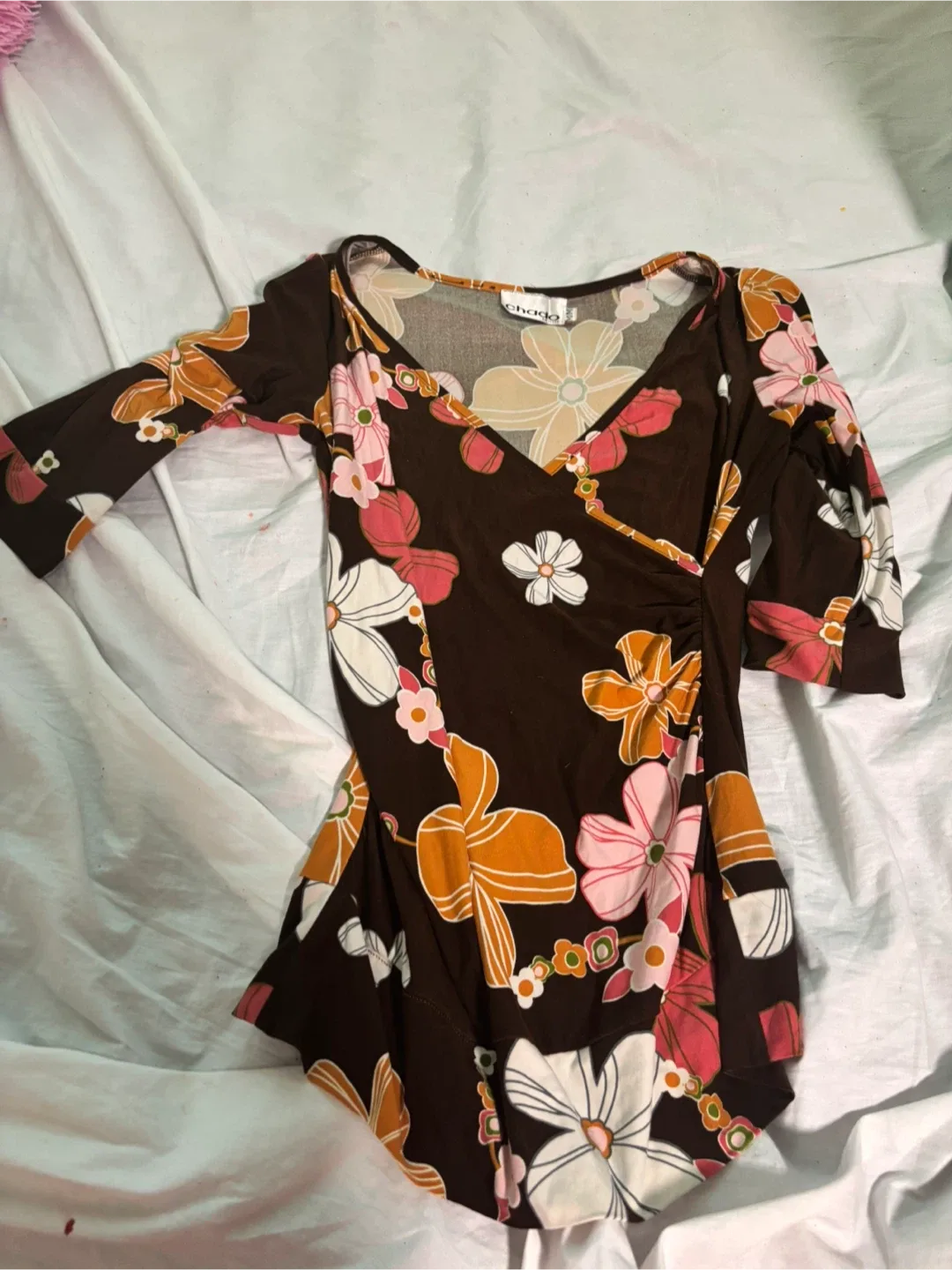 Chado Floral Wrap Top - Size M