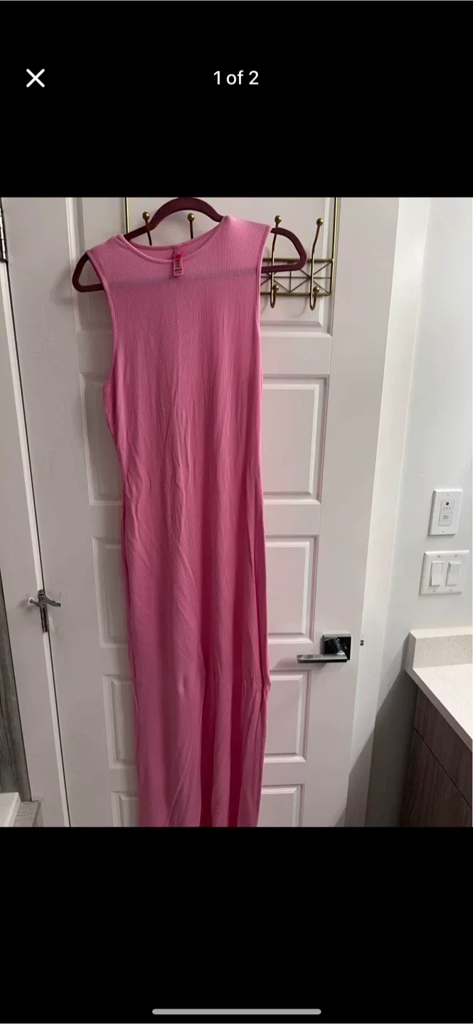 SKIMS Pink Ribbed Dress - Size 2X image indicator(2)