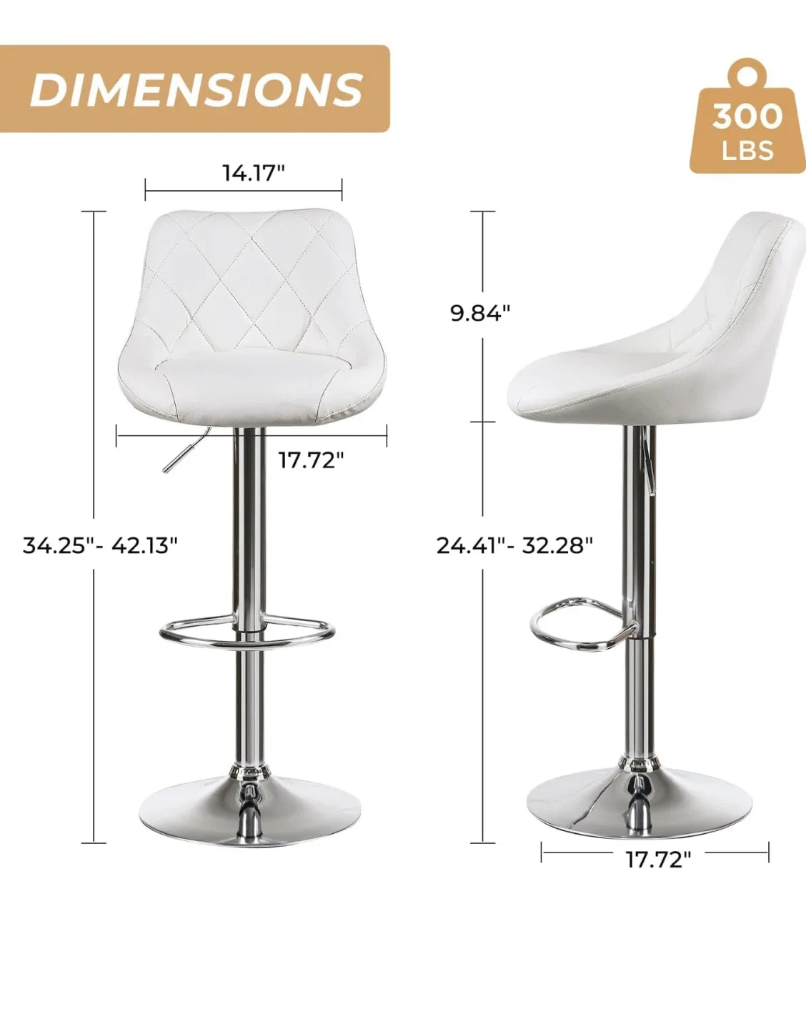 Set of 2 Adjustable Height Bar/counter stools