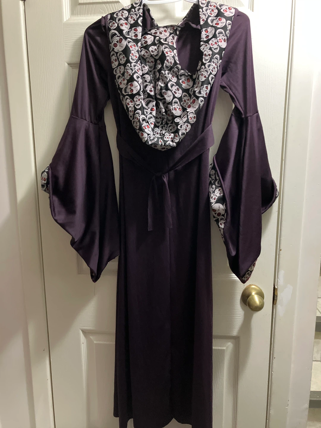 Purple Hooded Dress with Skull Print - photo 2