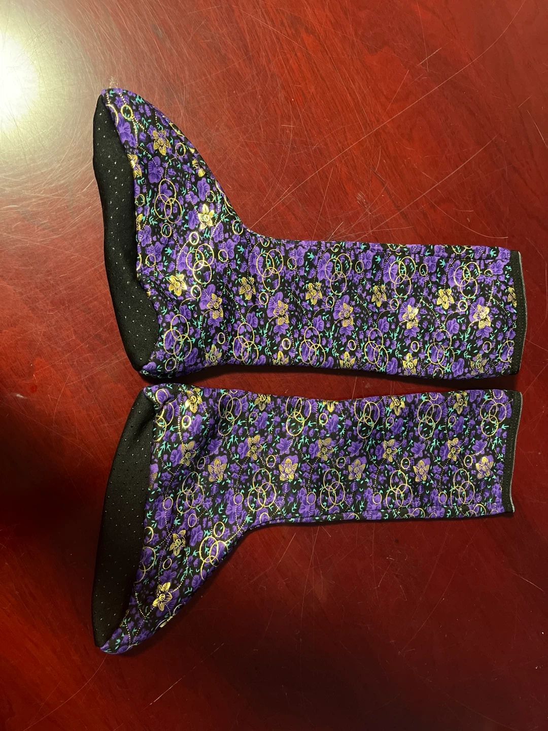 Purple Floral Socks with Grips