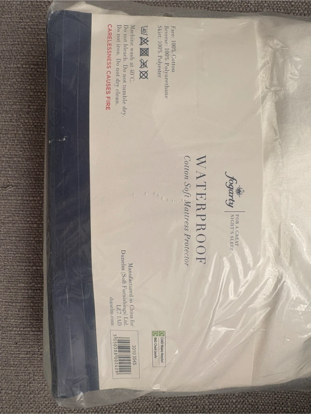 New Fogarty Waterproof Cotton Mattress Protector - Single - photo 3