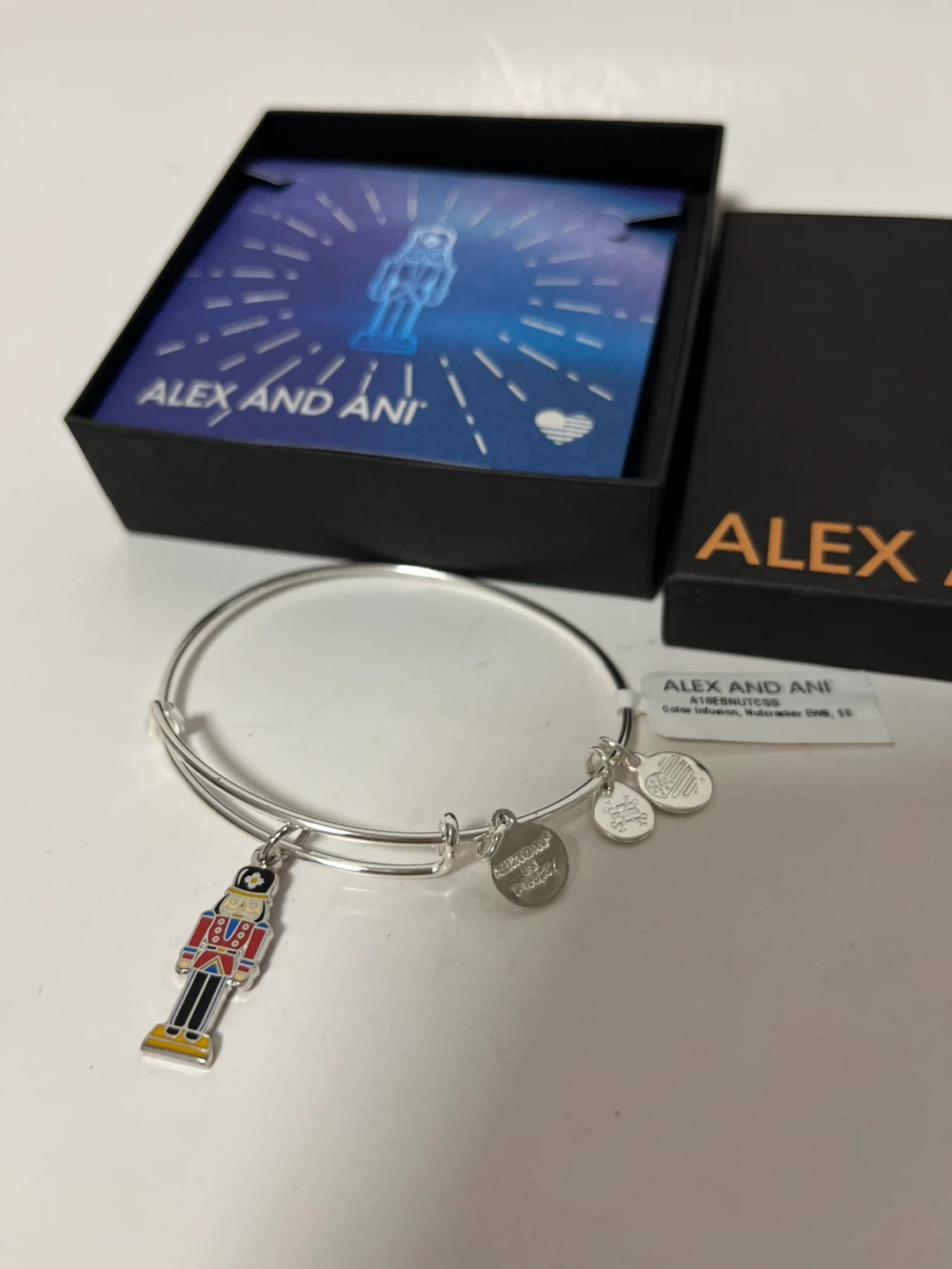 ALEX and ANI Nutcracker Expandable Bangle Bracelet w Charms