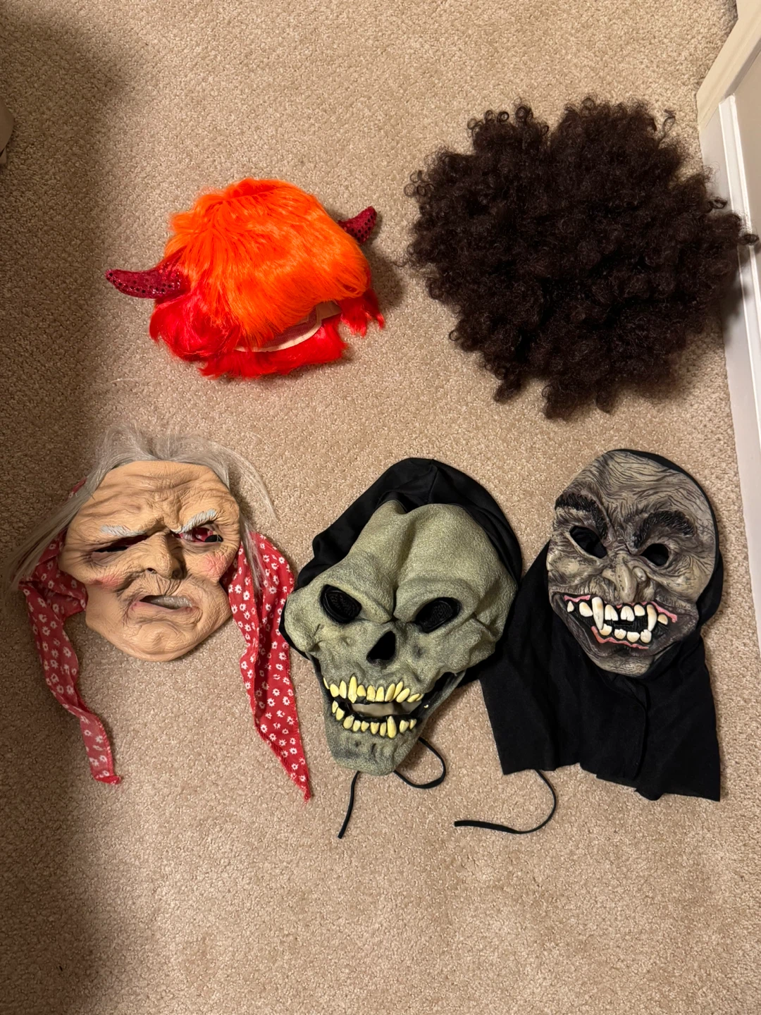 Halloween Masks and Wig Lot