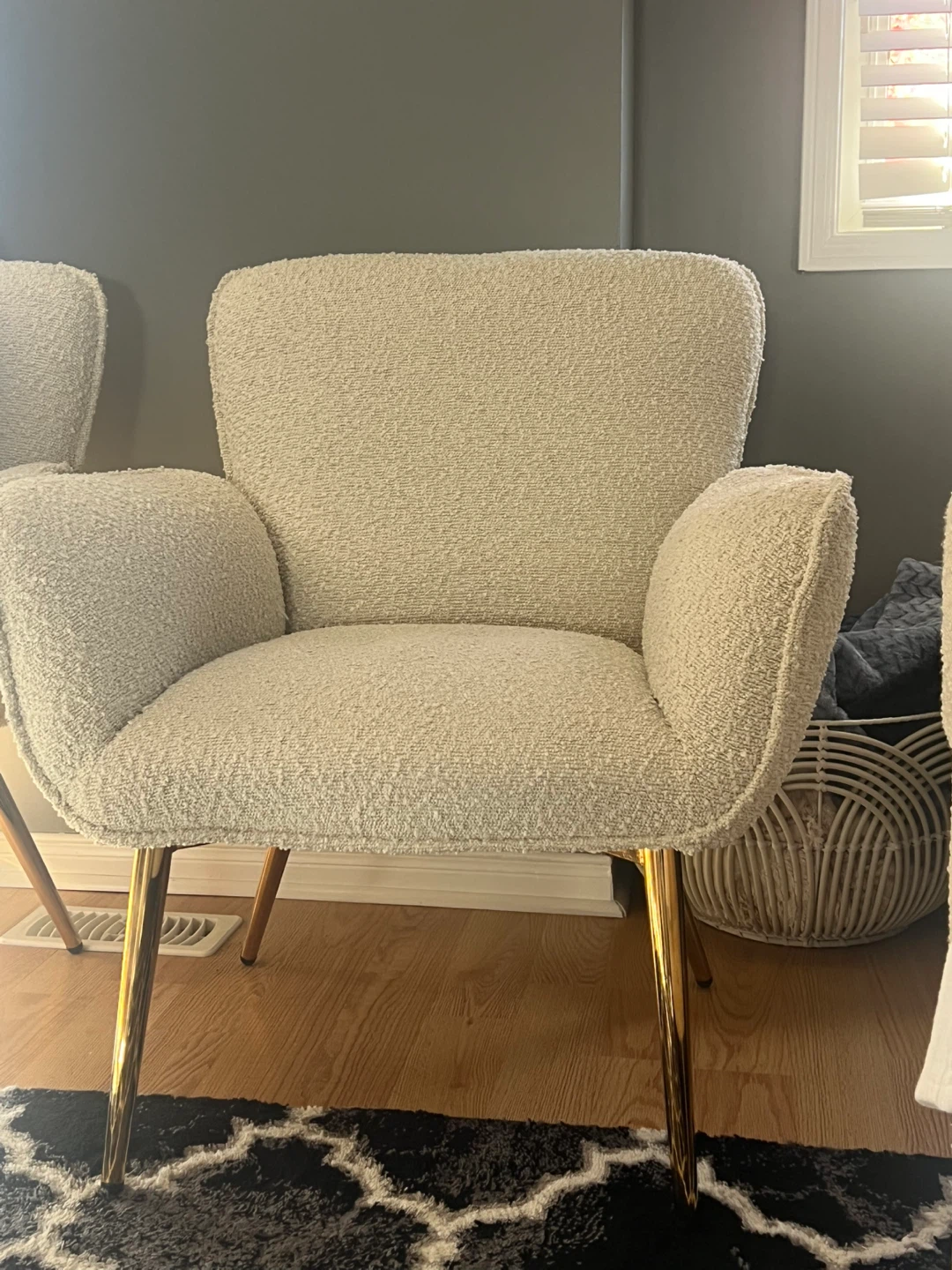 Ivory Bouclé Armchair with Gold Legs 2 chairs - photo 2