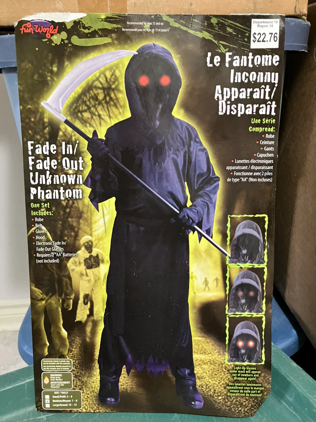 Fun World Unknown Phantom Costume (Size 7-8)