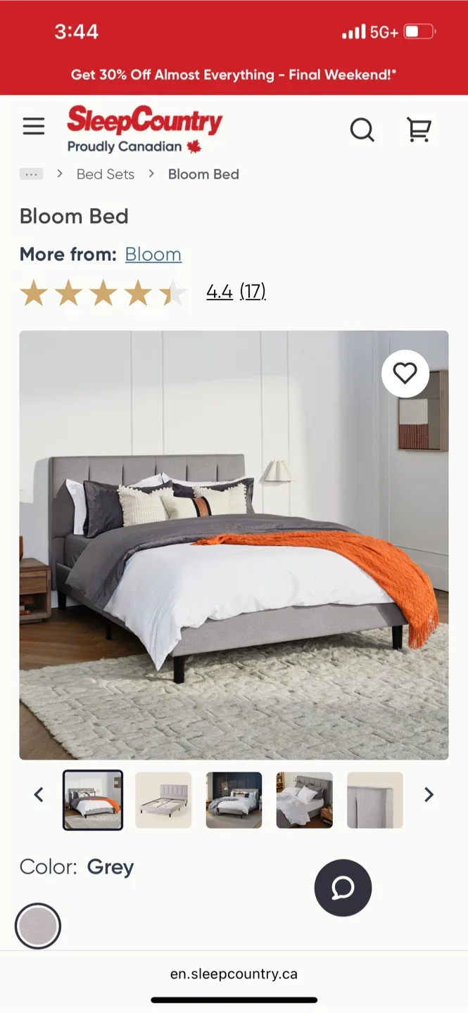 Grey Upholstered Bed Frame