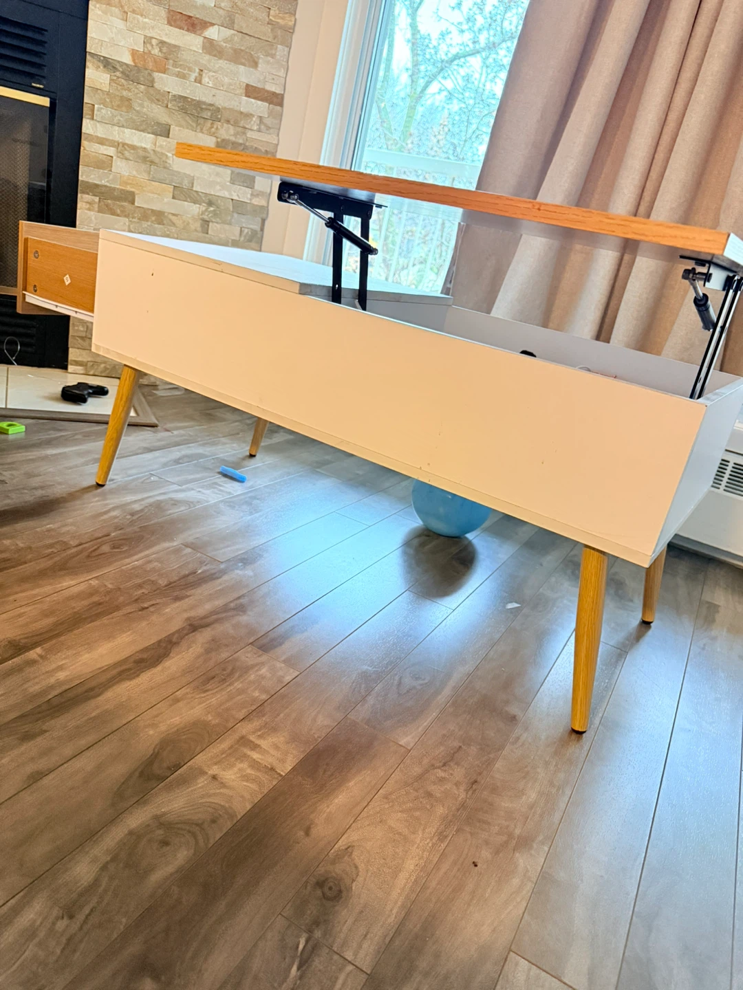 Lift Top Coffee Table - White & Wood - photo 5