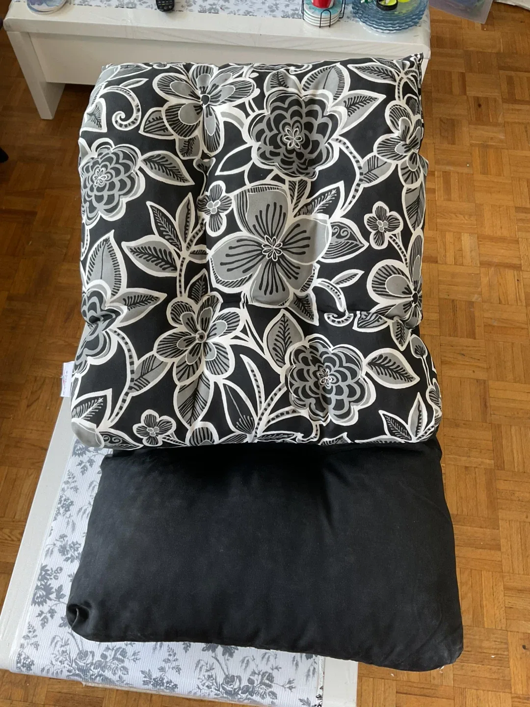 Arlo Black & White Floral Chair Cushion thumbnail