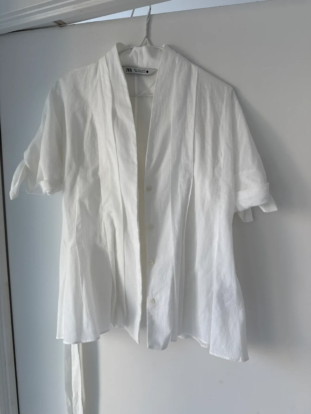 Zara White Linen Blend Top - Size s
